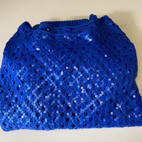 Blue crochet vibe knit sweater with sequins - Picture 7 of 10
